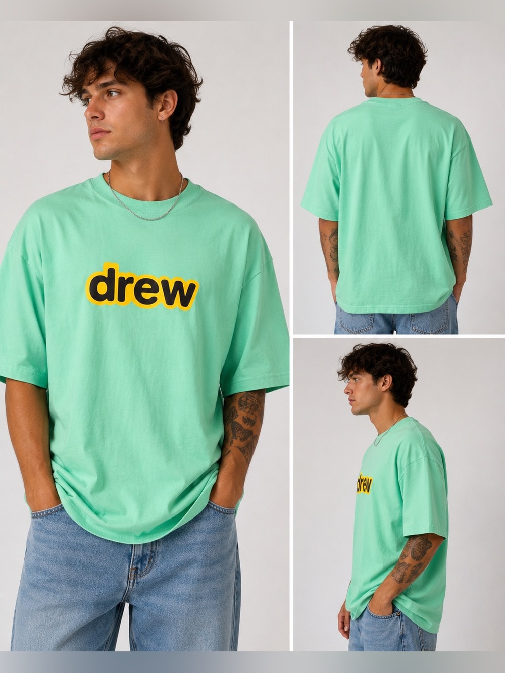 Drew House Mint Green Logo T-Shirt Men’s S Unisex Oversized 100% Cotton